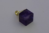 NGP6766 15*22mm cube amethyst gemstone pendants wholesale