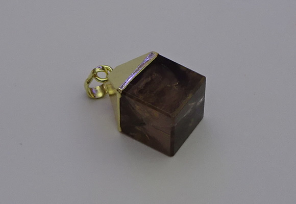 NGP6768 15*22mm cube smoky quartz pendants wholesale