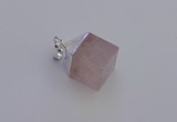 NGP6781 15*22mm cube rose quartz gemstone pendants wholesale