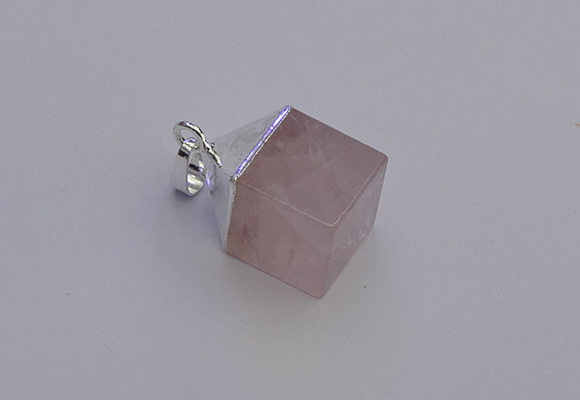 NGP6781 15*22mm cube rose quartz gemstone pendants wholesale