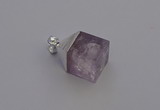 NGP6785 15*22mm cube light amethyst gemstone pendants wholesale