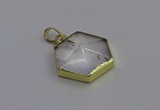 NGP6800 24*25mm hexagon white crystal gemstone pendants wholesale