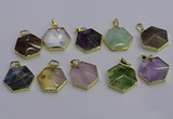 NGP6819 24*25mm hexagon mixed gemstone pendants wholesale