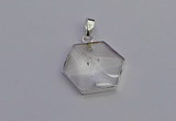 NGP6820 24*25mm hexagon white crystal gemstone pendants wholesale