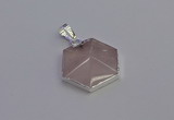 NGP6821 24*25mm hexagon rose quartz gemstone pendants wholesale