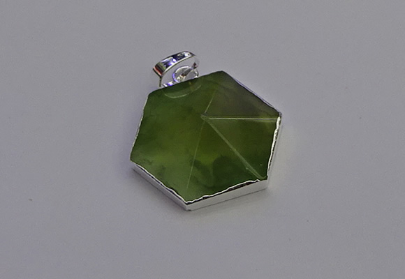 NGP6830 24*25mm hexagon green qutilated quartz pendants wholesale