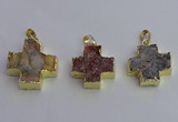 NGP6841 22*22mm - 24*24mm cross druzy agate pendants wholesale