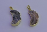 NGP6850 20*30mm - 22*35mm moon-shaped druzy agate pendants