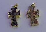 NGP6852 15*30mm - 18*35mm cross druzy agate pendants