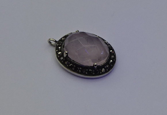 NGP6859 20*25mm oval rose quartz pendants wholesle