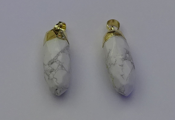 NGP6880 12*30mm - 15*30mm faceted bullet white howlite pendants