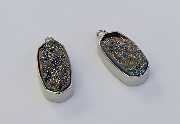 NGP6899 10*22mm - 12*25mm freeform plated druzy quartz pendants