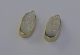 NGP6906 10*22mm - 12*25mm freeform plated druzy quartz pendants