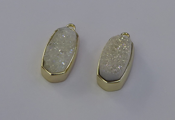 NGP6906 10*22mm - 12*25mm freeform plated druzy quartz pendants