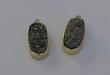 NGP6907 10*22mm - 12*25mm freeform plated druzy quartz pendants