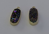 NGP6910 10*22mm - 12*25mm freeform plated druzy quartz pendants