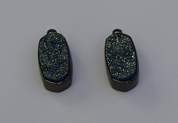 NGP6920 10*22mm - 12*25mm freeform plated druzy quartz pendants