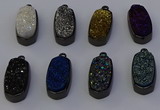 NGP6926 10*22mm - 12*25mm freeform plated druzy quartz pendants