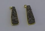 NGP6930 10*30mm - 12*35mm trapezoid plated druzy quartz pendants