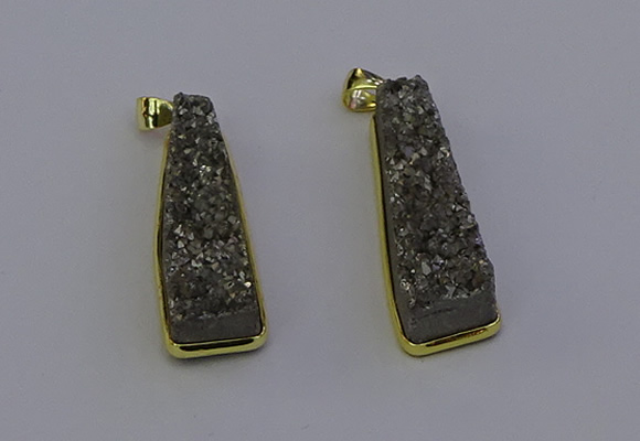 NGP6930 10*30mm - 12*35mm trapezoid plated druzy quartz pendants