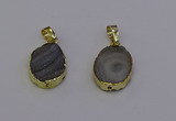 NGP6941 15*20mm oval druzy agate pendants wholesale