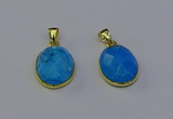 NGP6951 15*20mm faceted oval white howlite turquoise pendants