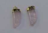 NGP6993 12*40mm - 15*45mm horn rose quartz pendants wholesale