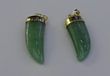 NGP6999 12*40mm - 15*45mm horn green aventurine pendants wholesale