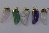 NGP7008 12*40mm - 15*45mm horn mixed gemstone pendants