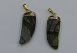 NGP7040 12*35mm - 14*40mm horn black water jasper pendants