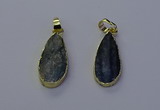 NGP7046 12*25mm - 13*28mm flat teardrop blue kyanite pendants