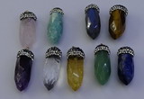 NGP7075 12*30mm - 15*35mm faceted bullet mixed gemstone pendants