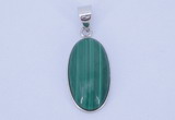 NGP708 12*24mm oval natural malachite with sterling silver pendant