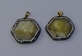 NGP7113 30*30mm hexagon citrine gemstone pendants wholesale