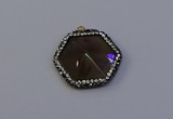 NGP7115 30*30mm hexagon smoky quartz pendants wholesale