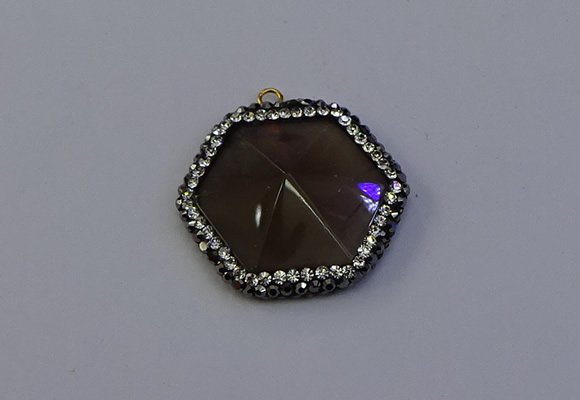 NGP7115 30*30mm hexagon smoky quartz pendants wholesale