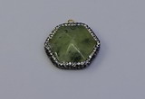 NGP7117 30*30mm hexagon green qutilated quartz pendants wholesale