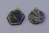 NGP7124 30*30mm hexagon labradorite gemstone pendants wholesale