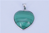 NGP713 19*22mm heart natural malachite with sterling silver pendant