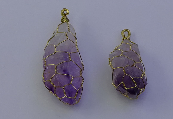 NGP7147 20*40mm - 30*45mm faceted nuggets amethyst pendants