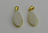 NGP7178 10*20mm flat teardrop druzy quartz pendants wholesale