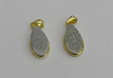 NGP7179 10*20mm flat teardrop plated druzy quartz pendants