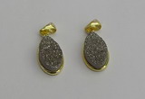 NGP7180 10*20mm flat teardrop plated druzy quartz pendants