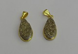 NGP7181 10*20mm flat teardrop plated druzy quartz pendants