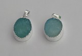 NGP7188 15*20mm oval druzy quartz pendants wholesale