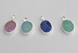 NGP7192 15*20mm oval druzy quartz pendants wholesale