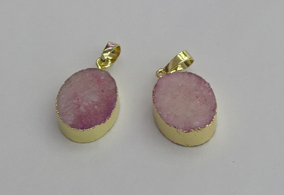 NGP7198 15*20mm oval druzy quartz pendants wholesale