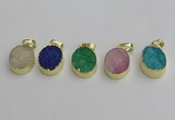 NGP7203 15*20mm oval druzy quartz pendants wholesale