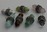 NGP7220 15*40mm sticks mixed gemstone pendants wholesale