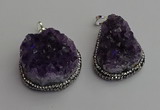 NGP7233 25*40mm - 30*40mm freeform druzy amethyst pendants